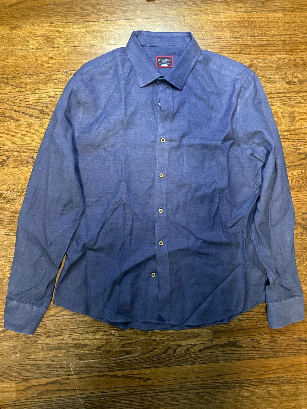 UNTUCKit Mens Navy Blue Long Sleeve Button-Down Shirt